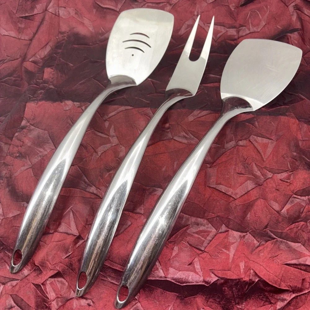 Cuisipro Tempo Heavy Duty Serving Utensils Stainless Steel 3 Piece Fork Spatulas
